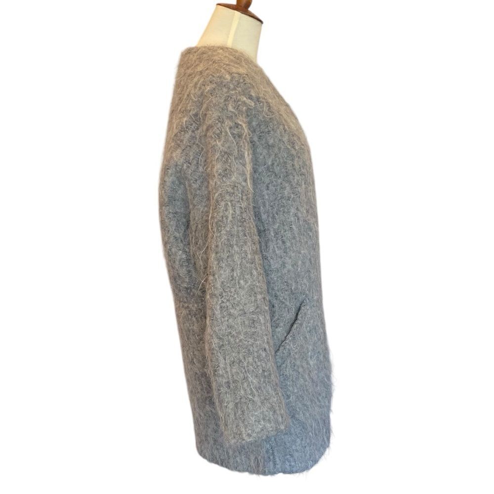 Zara Wool Blend Collarless Structured Coat Grey Women's S - Picture 3 of 7